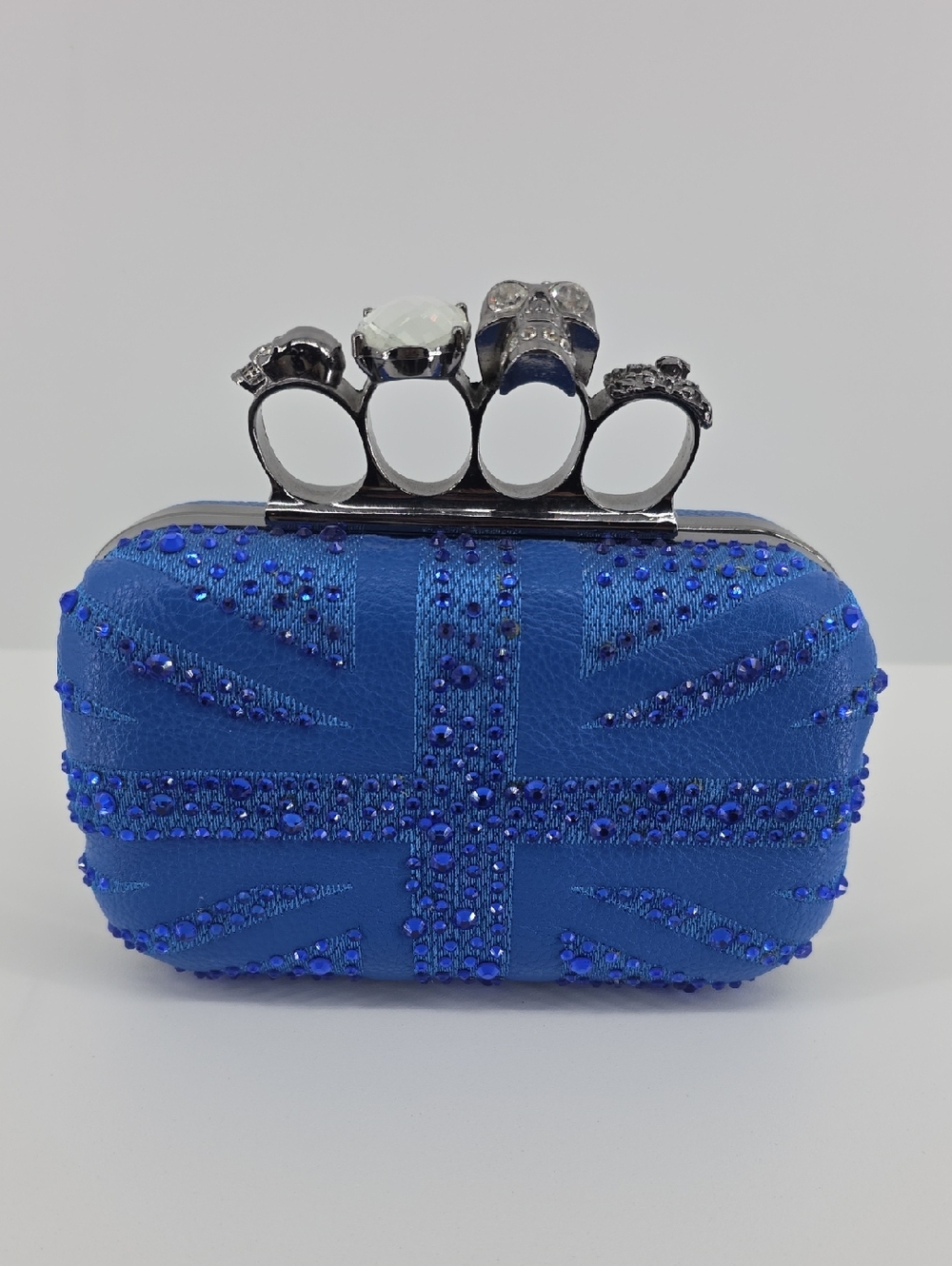 Blue Jeweled Knuckle Clutch